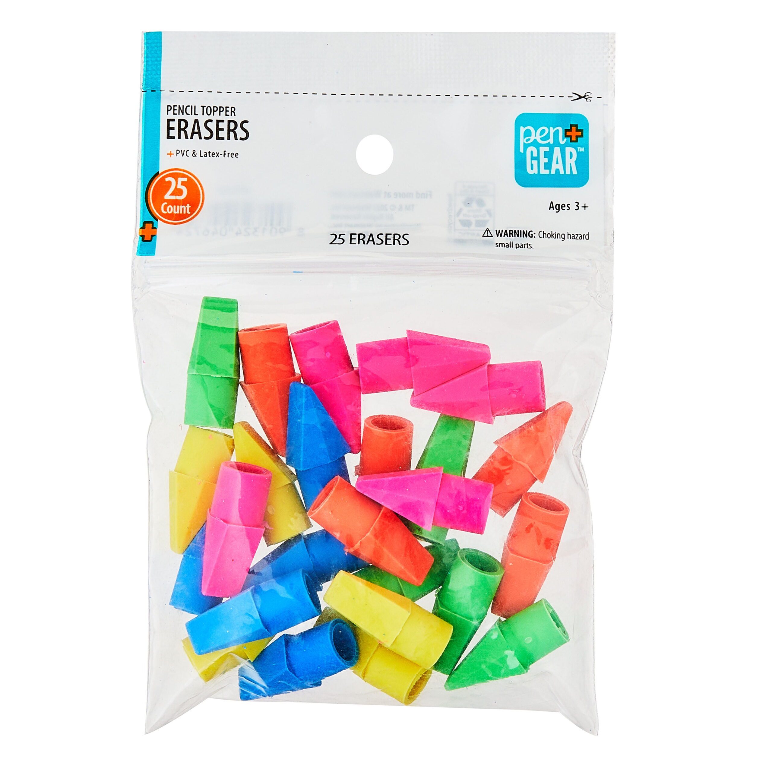 Pencil Cap Erasers, 25 Count – Assorted Colors, Smudge-Free, Fits #2 Pencils