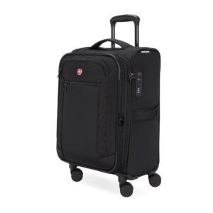 Stride Expandable Carry-On Spinner Luggage, Black, 8 Wheels and Built-In TSA Lock