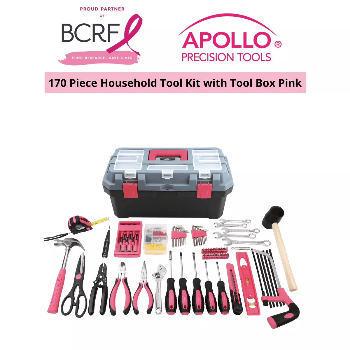 Apollo Tools 170Pc Household Tool Kit with Tool Box - Image 2