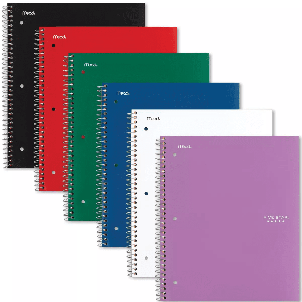 Five Star 1 Subject 100Pg College Ruled Spiral Notebook (Colors May Vary): School Supplies, Perforated, 3 Hole Punched - Image 7