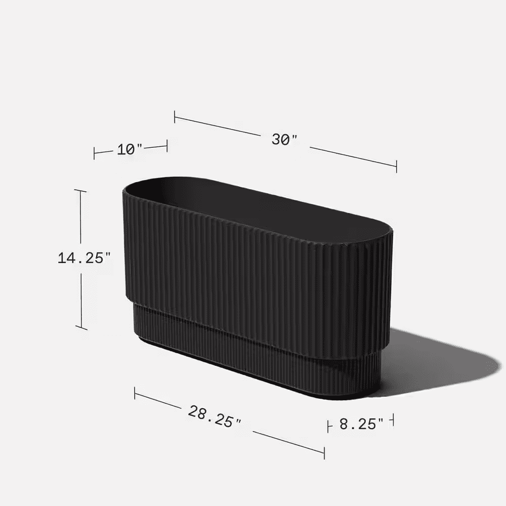 Demi Extra Large Black Plastic Rectangular Long Planter with Drainage Holes (10 In. L X 30 In. W X 14.25 In. H) - Image 4