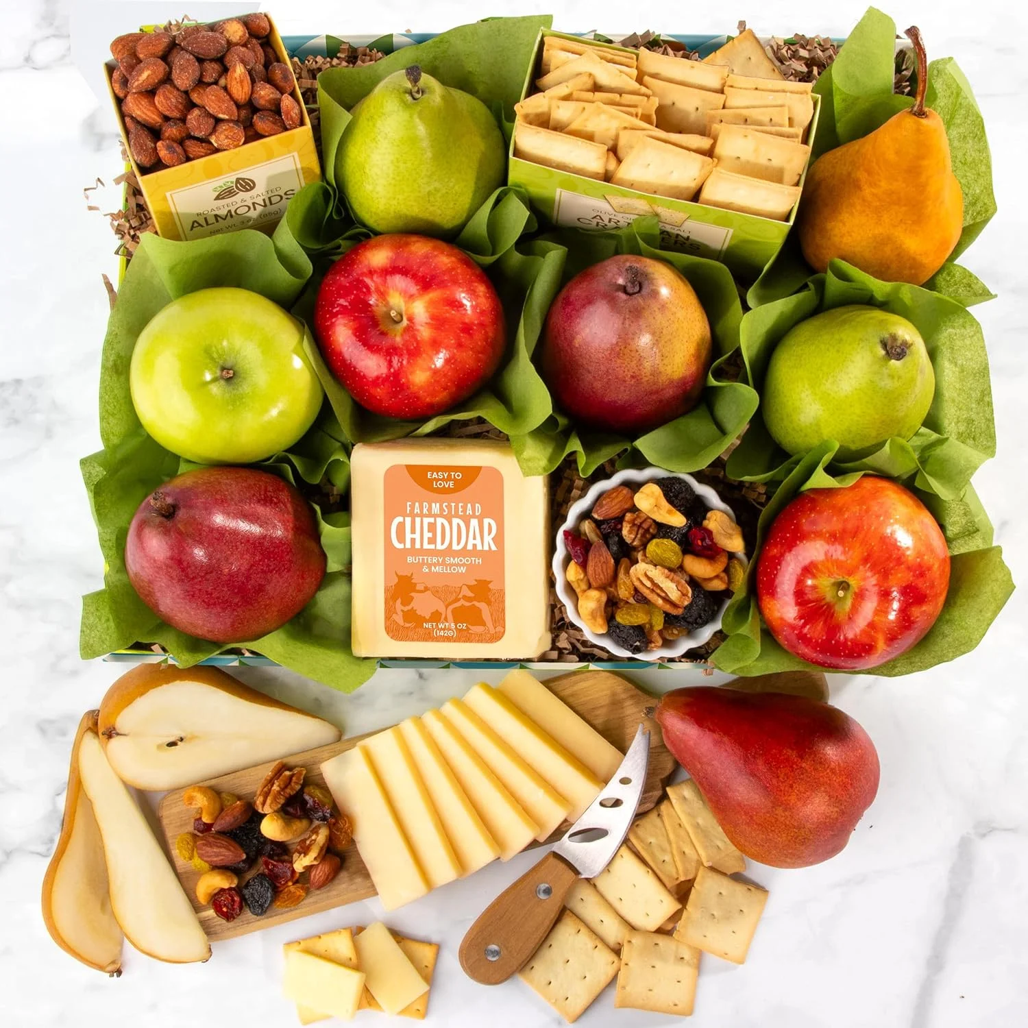Classic Fresh Fruit Basket Gift with Crackers, Cheese and Nuts for Holiday, Thank You, Birthday, Get Well, Anniversary, Corporate - Image 2