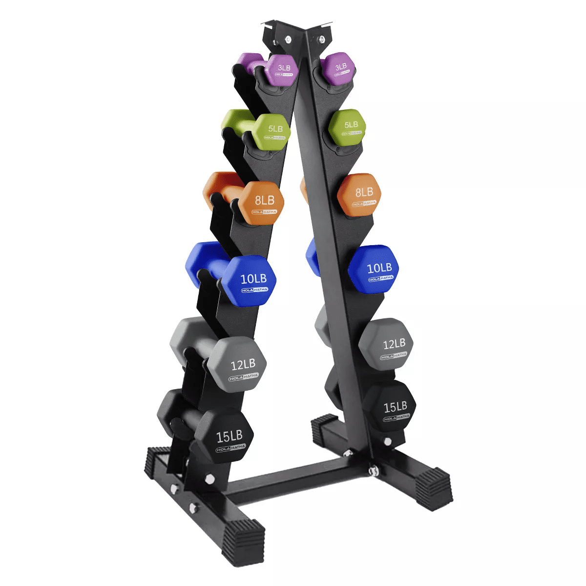 Holahatha Hex Dumbbell Set with Hand Weights and Storage Rack - Image 7