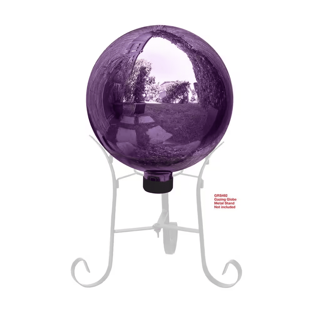 10 In. Dia. Outdoor Electric Glass Gazing Ball, Purple - Image 11