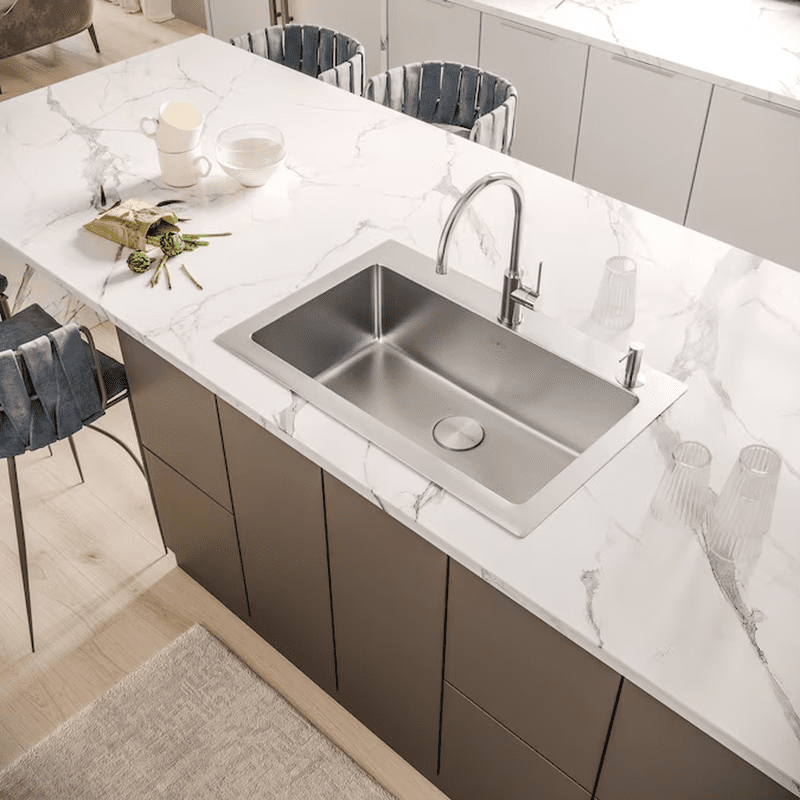 Modena Drop-In 33-In X 22-In Stainless Steel Single Bowl 16 -Gauge Kitchen Sink - Image 10