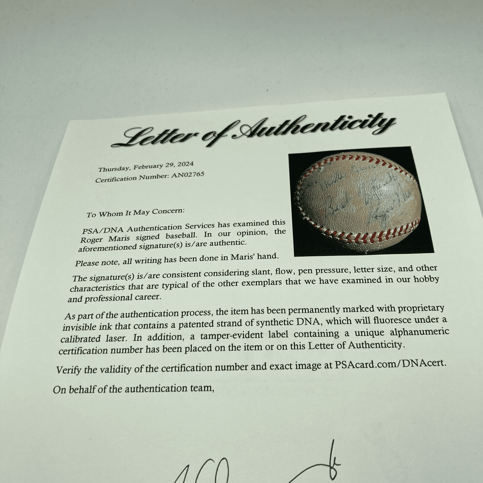 Roger Maris 60Th Home Run Signed Game Used Baseball Ties Babe Ruth PSA DNA COA - Image 8