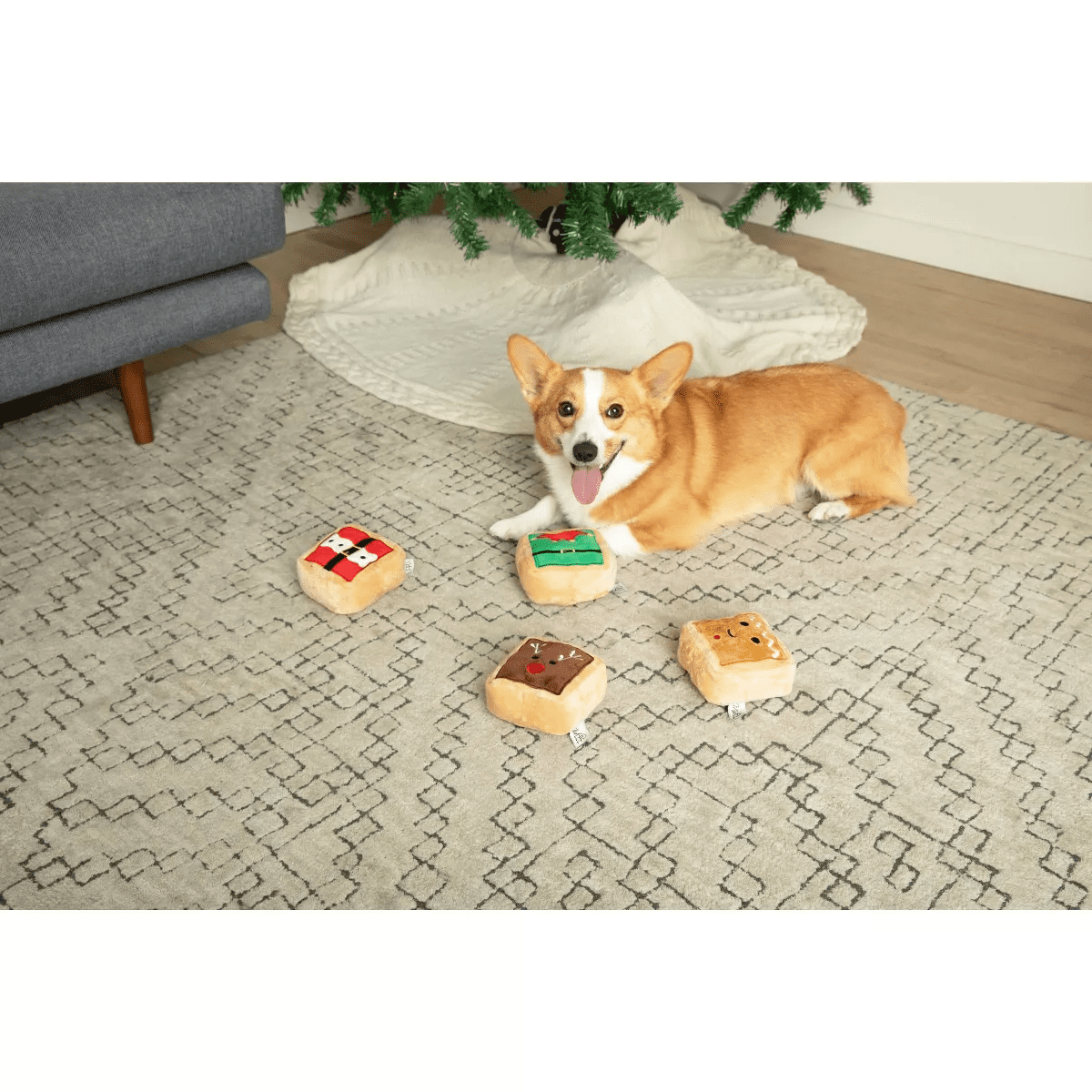 Midlee Gift Box Christmas Squares Sugar Cookie Plush Dog Toy-Reindeer, Gingerbread Man, Santa, Elf - Image 4