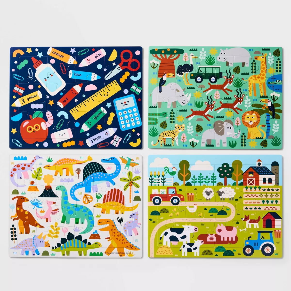4Pk Tray Puzzles - Gigglescape™: Kids Animal Puzzle Sets, Ages 3+, 12 & 24 Pieces - Image 3
