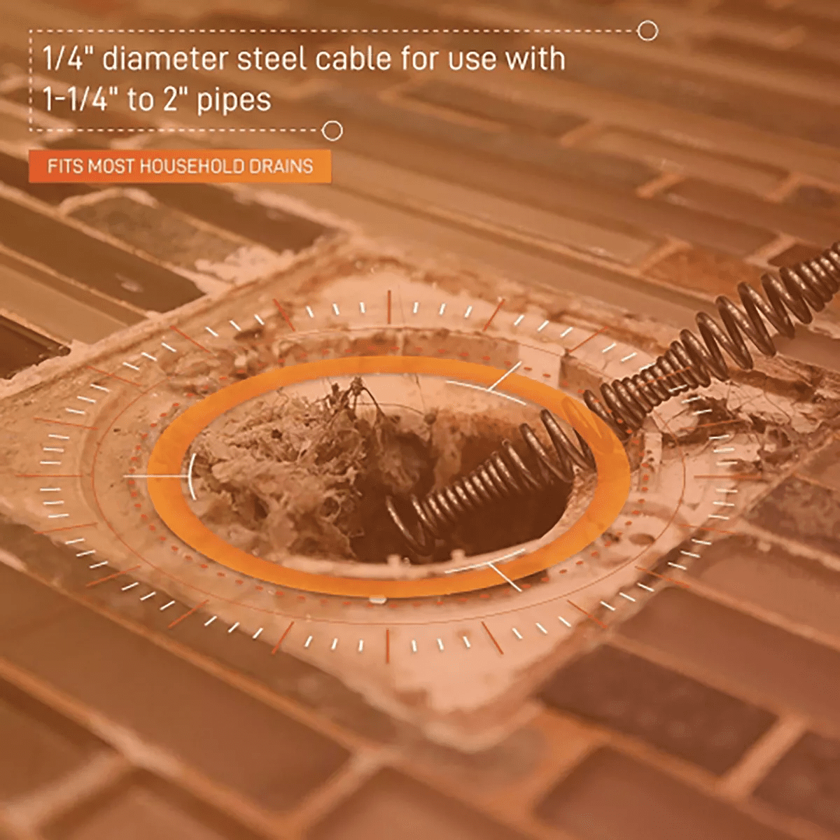 Drainx® Plumbing Snake Drain Auger, 16 Ft. in Orange - Image 7