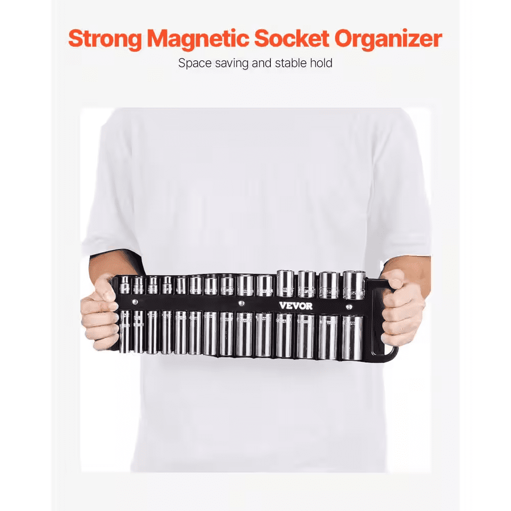 Portable Socket Organizer Tray, 3-Piece Metric and SAE Socket Organizer Set, 1/4 In., and 1/2 In. Heavy-Duty - Image 4