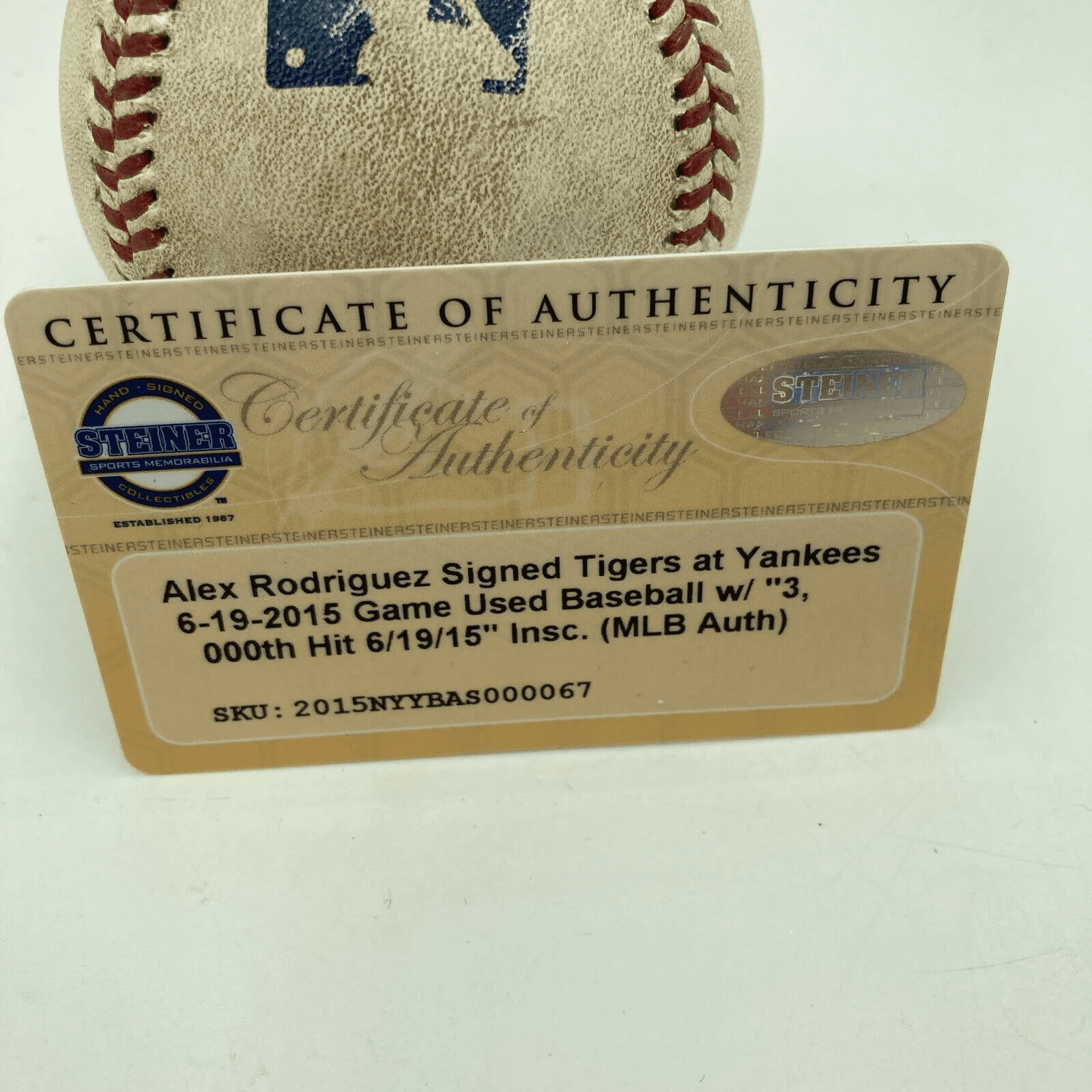 Incredible Alex Rodriguez 3,000 Hit Game Used Signed Inscribed Baseball Steiner - Image 6