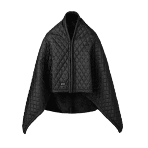 Rechargeable Black Heated Polyester and Fleece Wrap with Zipper and Power Bank