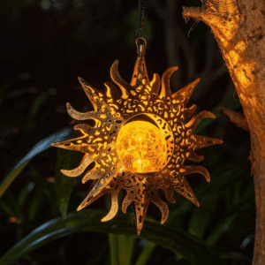 Solar Lights Outdoor Garden Decor Hanging Lanterns Decoration Metal Sunflower Gifts Waterproof