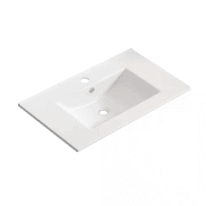 24.02 In. Drop-In Rectangular Ceramic Bathroom Sink Top in White