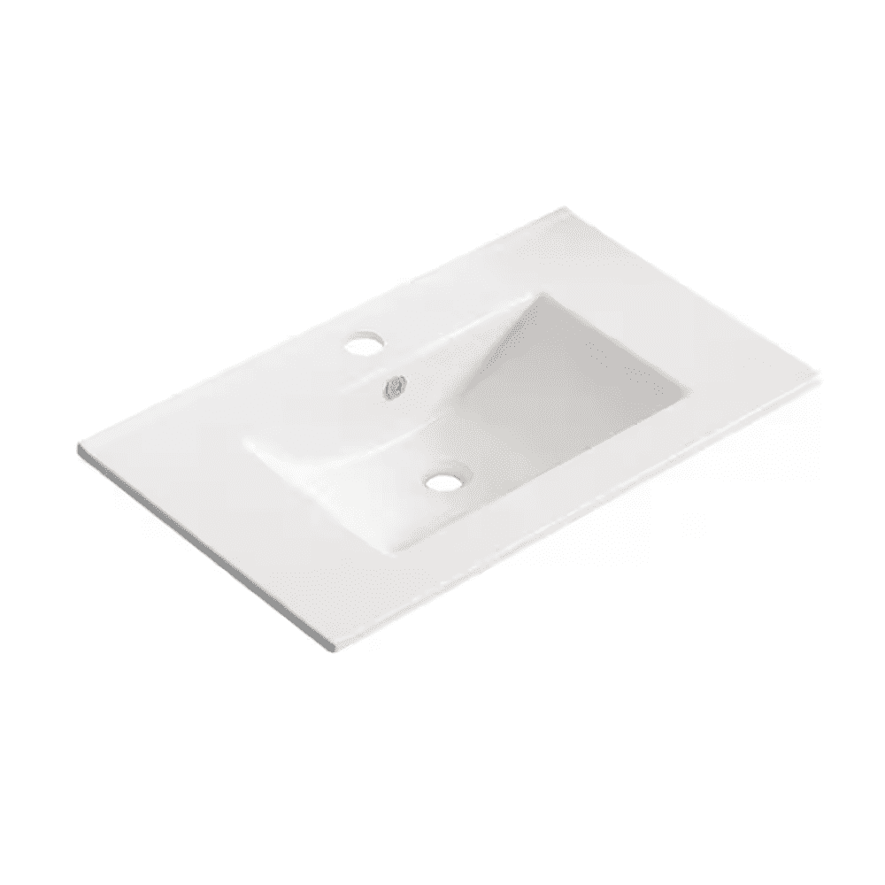 24.02 In. Drop-In Rectangular Ceramic Bathroom Sink Top in White
