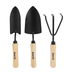 3-Piece Wood Handle Garden Tool Set (Trowel, Transplanter and Cultivator)