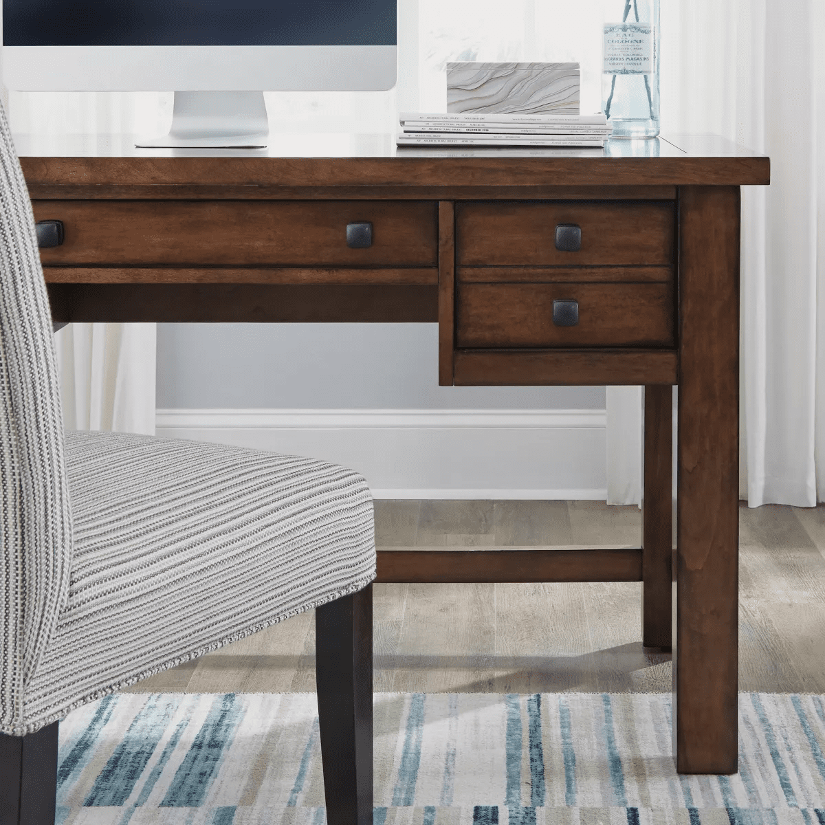 Tahoe Executive Writing Desk - Aged Maple - Home Styles: Mid-Century Modern, Hardwood Frame, Drawer Storage - Image 15