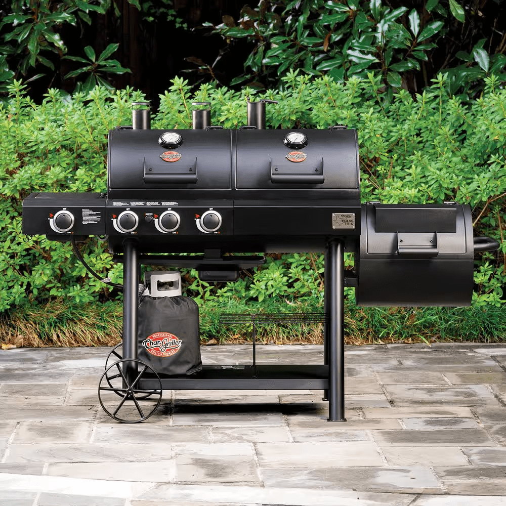 Texas Trio 4-Burner Dual Fuel Grill with Smoker in Black - Image 13