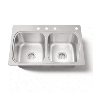 Verse 33 In. Drop-In Double Bowl 18-Gauge Stainless Steel Kitchen Sink with 4-Holes