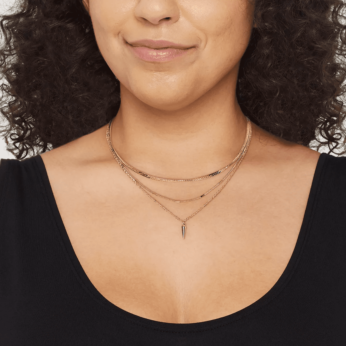 Herringbone Point Charm Multi-Strand Chain Necklace - a New Day™ Gold: Nickel-Free, Lobster Claw Clasp - Image 2