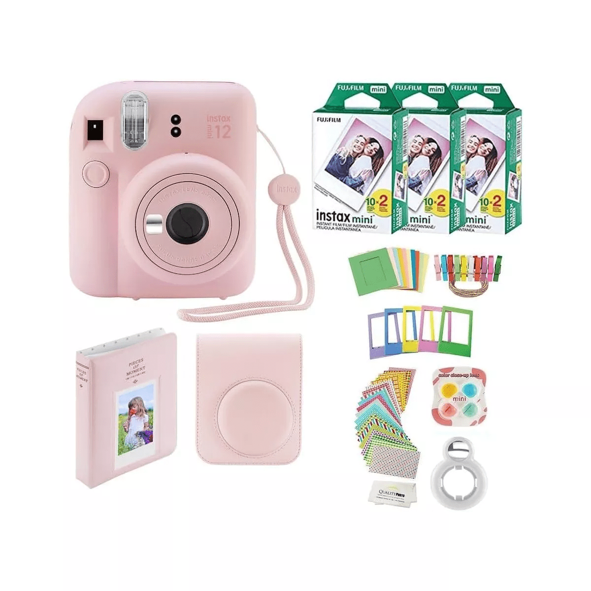 Fujifilm Instax Mini 12 Instant Camera with Case 60 Fuji Films Decoration Stickers Frames Photo Album and More Accessory Kit