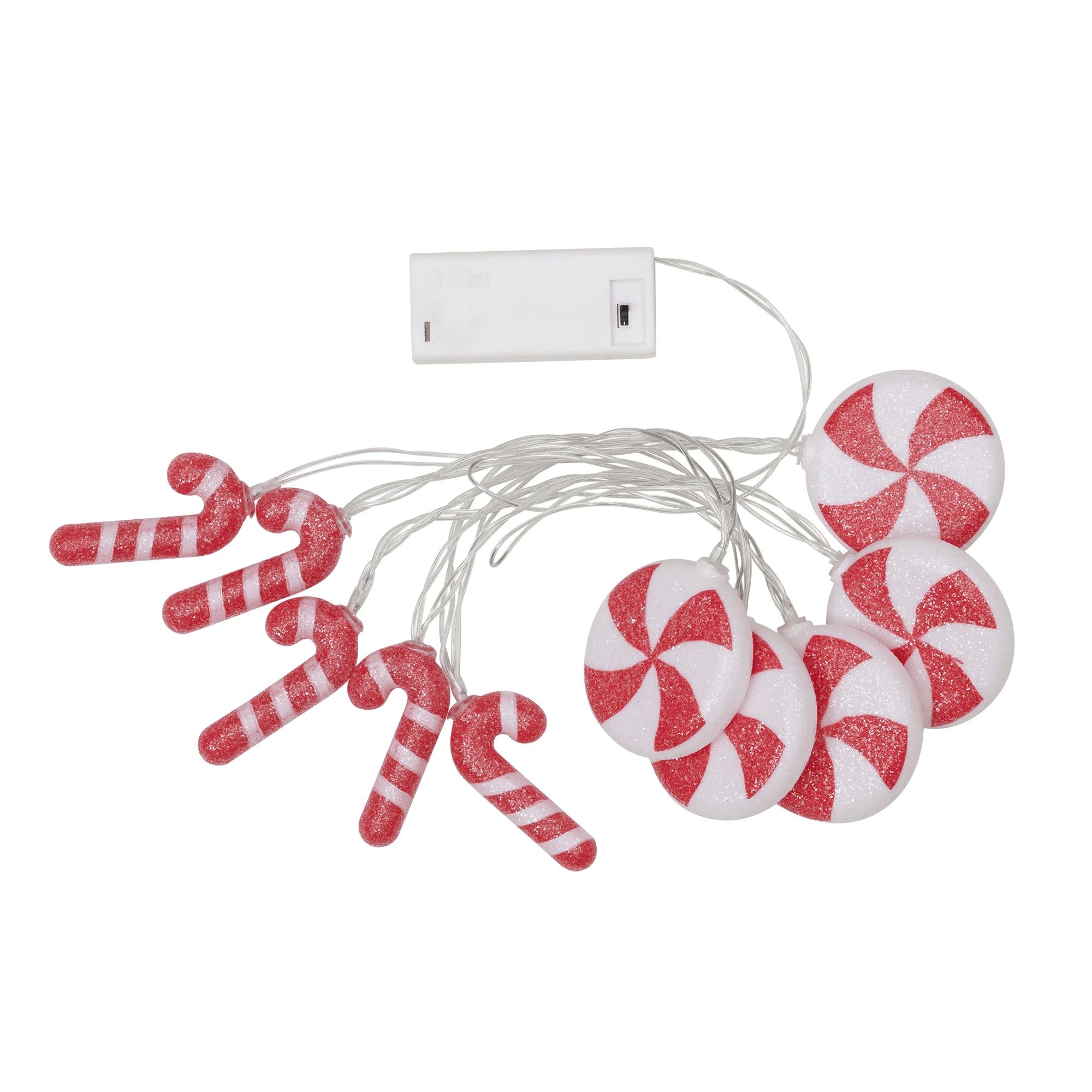 Indoor 10-Count Battery-Operated LED Glittering Candy Cane Novelty Christmas String Lights, Warm White, 4.5', by - Image 5