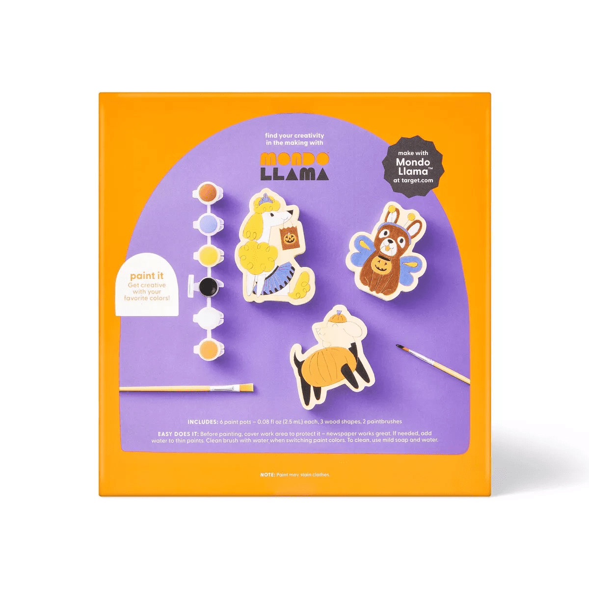 3Ct Halloween Craft Wood Dogs in Costume Painting Kit - Mondo Llama™