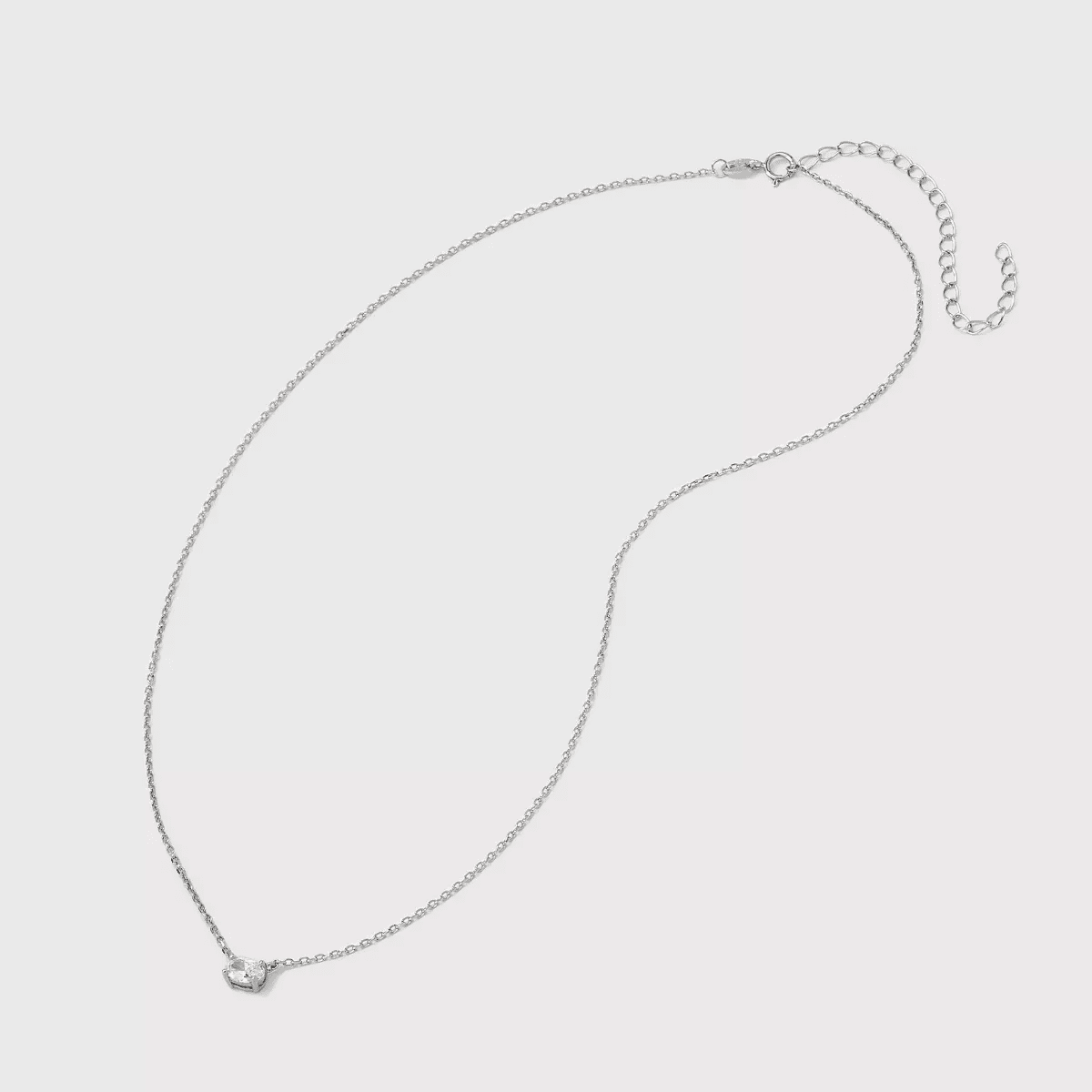 Sterling Silver Prong Set Oval Cubic Zirconia Necklace - a New Day™ Silver: Polished Cable Chain, Spring Ring Clasp - Image 3