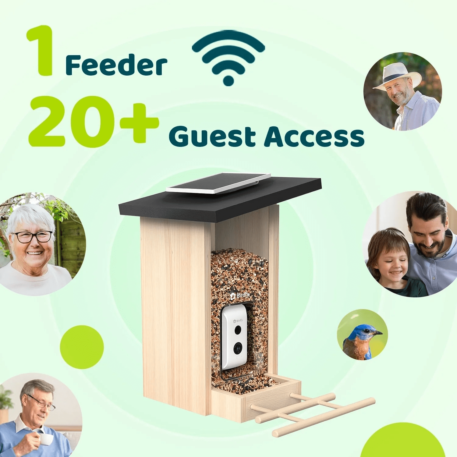 Smart Bird Feeder with Camera, Bird Watching Camera with Solar Panel, AI Identify 6000+ Species, Eco-Friendly Wooden, Ideal Gift, Ebony - Image 4