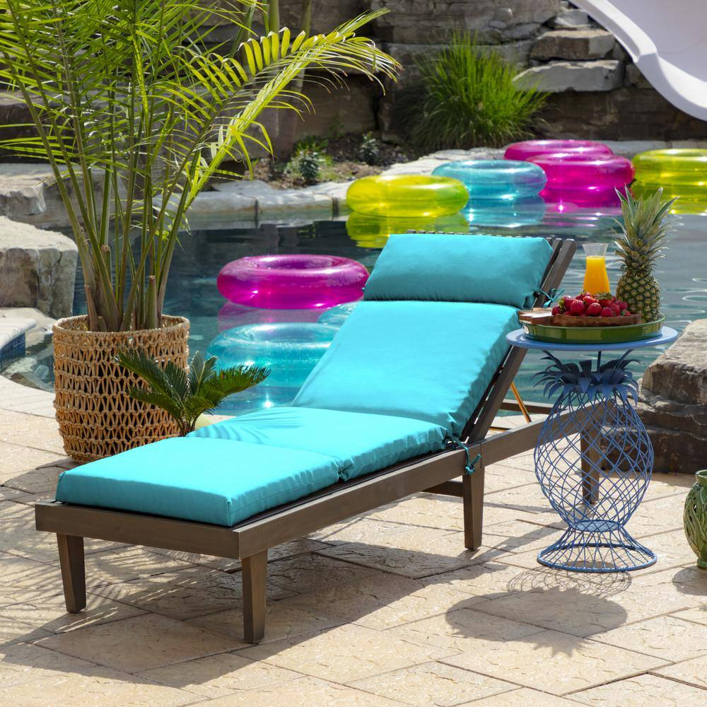 21 In. X 72 In. Outdoor Chaise Lounge Cushion in Pool Blue Leala - Image 7