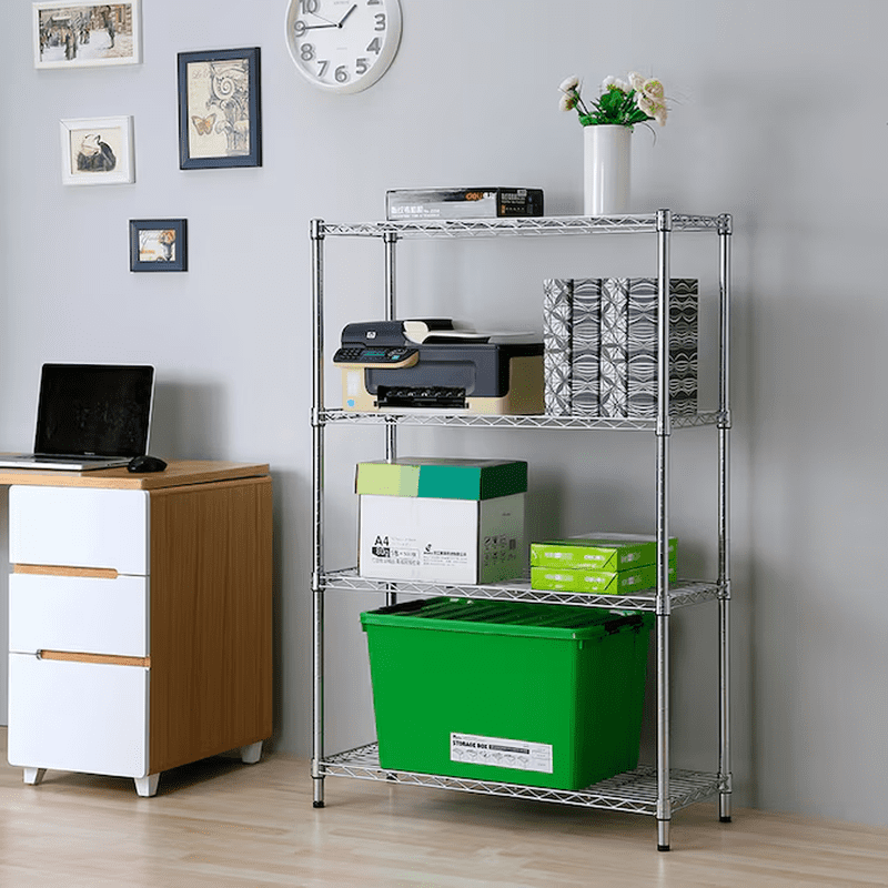 4 -Tier Chrome Metal Utility Shelving Unit with Wire Shelves ( 35.7-In W X 14-In D X 53-In H ) - Image 13