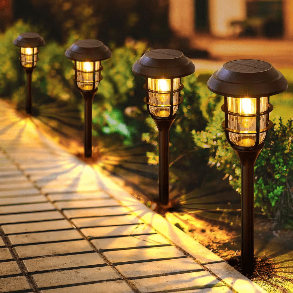 3000K 10 Lumens Black Outdoor Integrated Solar LED Weather Resistant Path Lights (8-Pieces)