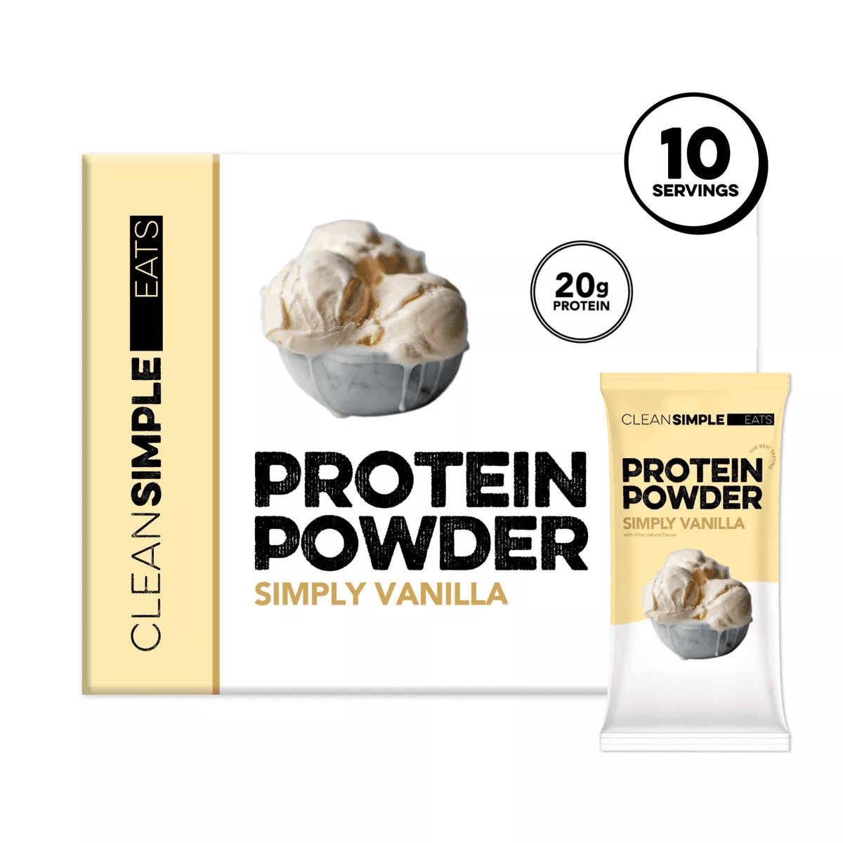 Clean Simple Eats Protein Powder Sticks - Simply Vanilla - 11.6Oz/10Ct