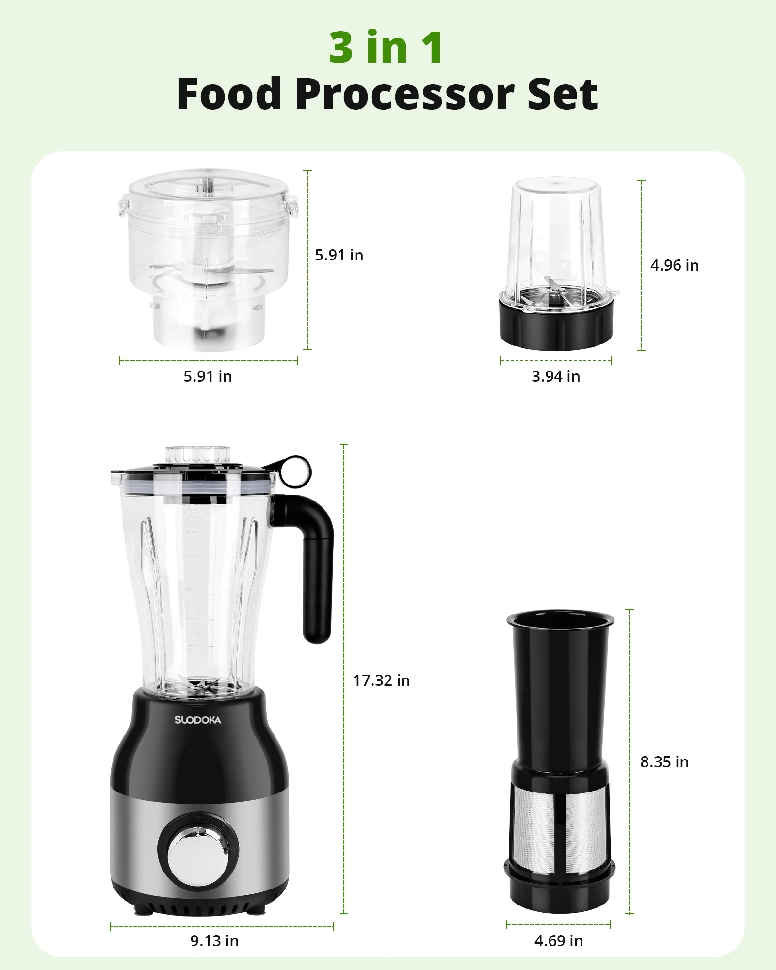 Countertop Blender Food Processor Combo, 4 in 1 Kitchen Electric Blender/Grinder/Chopper,New - Image 6