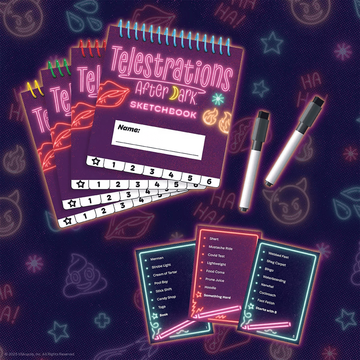 The Op Games Telestrations after Dark 6 Player Game: Party Fun with Cards, Dice, and Dry Erase Boards for 4-6 Participants - Image 3