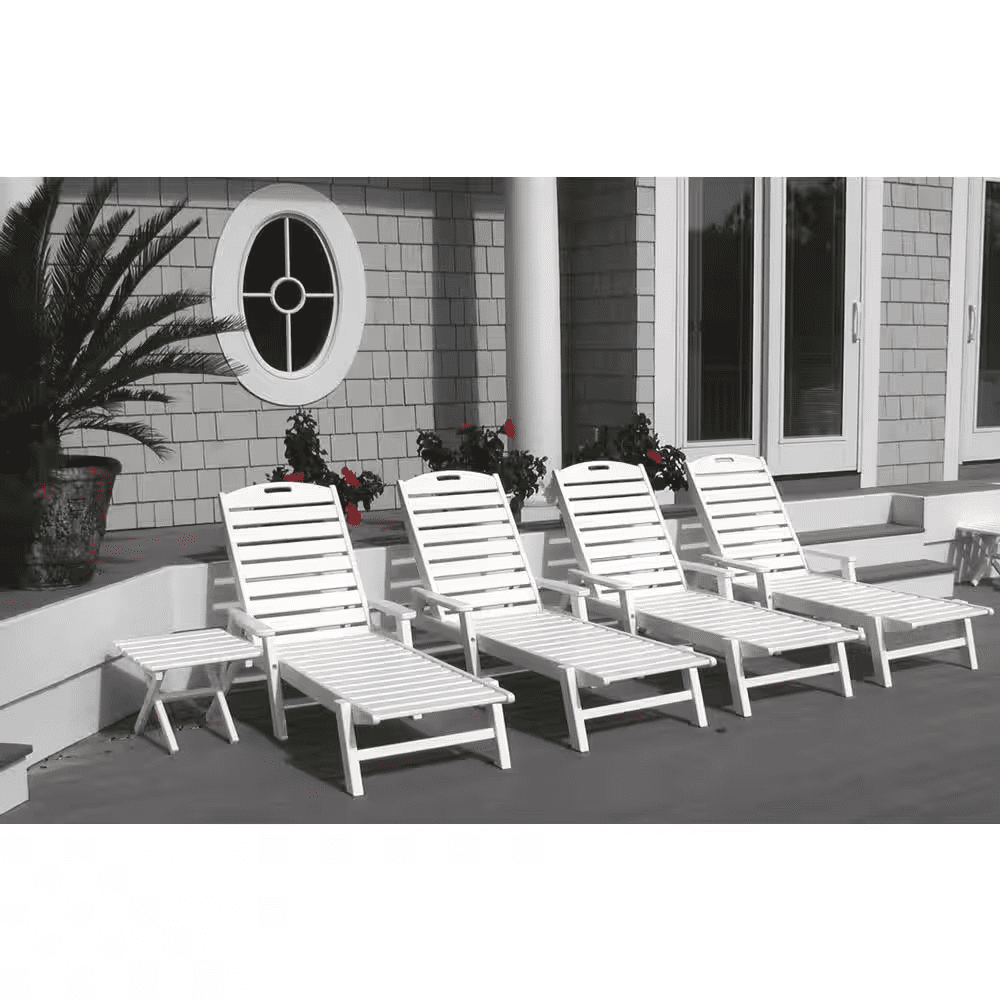 Nautical Slate Grey Stackable Plastic Outdoor Patio Chaise Lounge - Image 8
