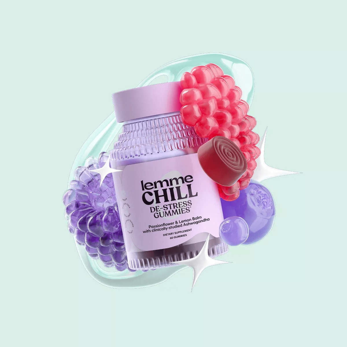 Lemme Chill De-Stress Ashwagandha Vegan Gummies - 60Ct - Image 6