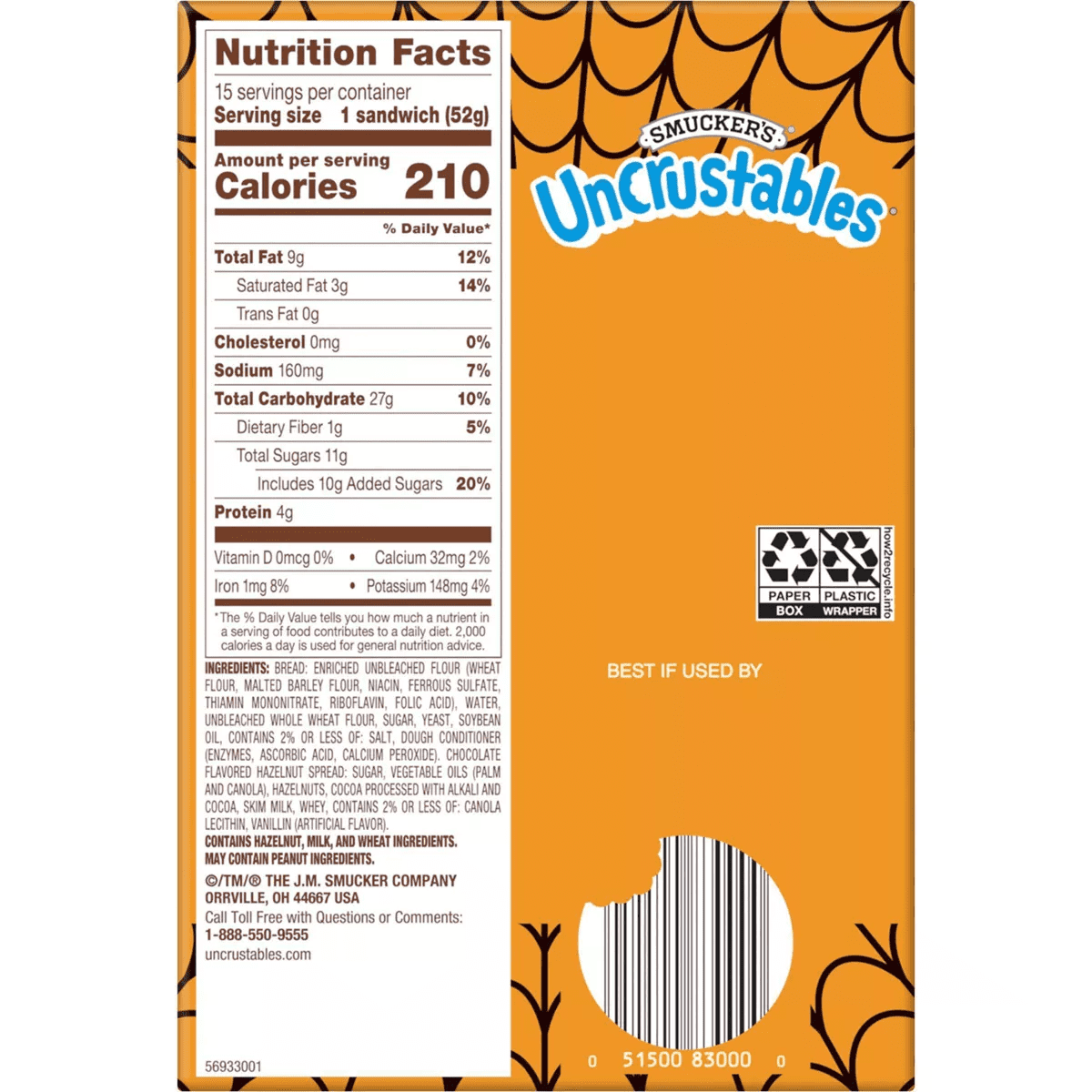 Smucker'S Uncrustables Frozen Chocolate Flavored Hazelnut Spread Sandwich - Image 7