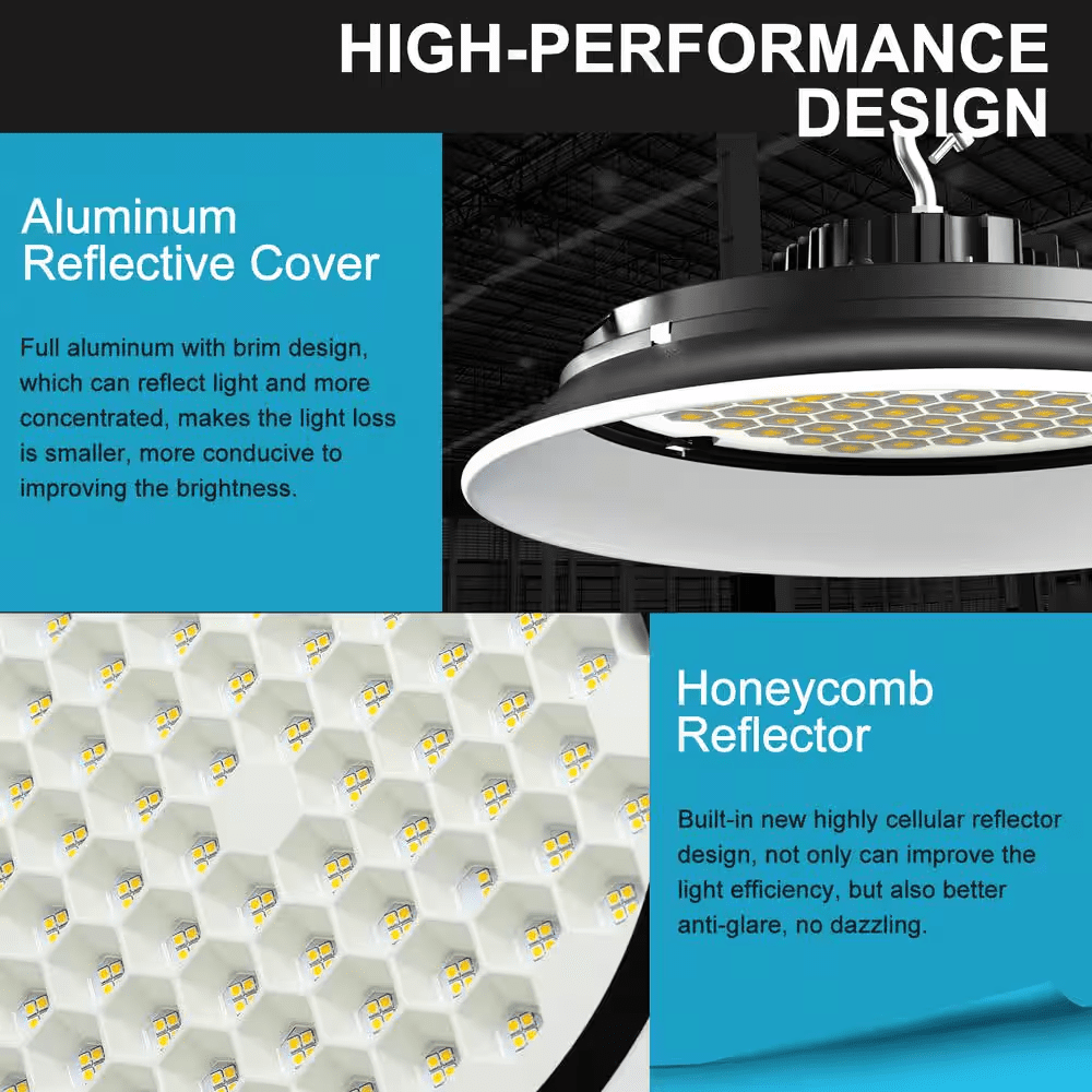 8Pack of 165W LED High Bay Light 24750LM High Bay LED Shop Lights AC100-277V Commercial Bay Lighting for Warehouse - Image 6