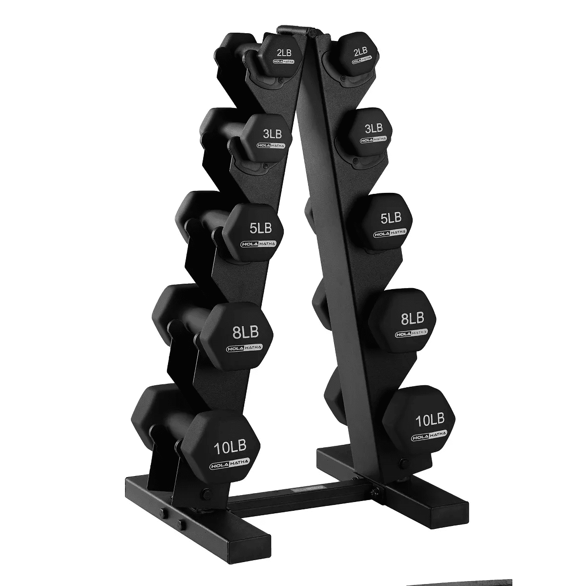 Holahatha Hex Dumbbell Set with Hand Weights and Storage Rack - Image 12