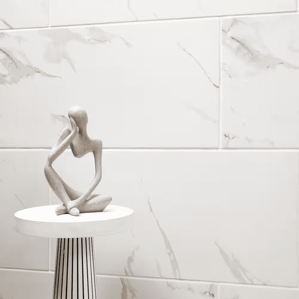 Carrara White Marble Look Polished Porcelain Tile, 12 In. X 24 In. Floor and Wall (16 Sq. Ft. /Case) - Image 4