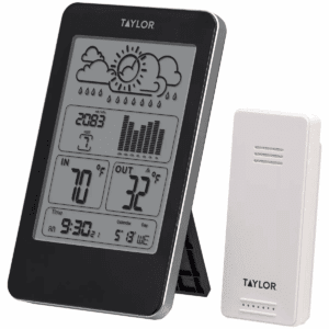 Taylor® Precision Products Indoor/Outdoor Digital Thermometer with Barometer and Timer in Black