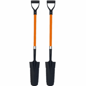 48 In. Durable Fiberglass Rubber Grip D-Handle Length Drain Spade Teeth with Heavy-Duty Metal Blade (2-Pack)