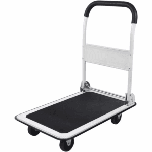 Foldable Push Cart, 330 Lbs. Capacity, 4-Wheel Flatbed Hand Truck, White Platform Dolly for Transport