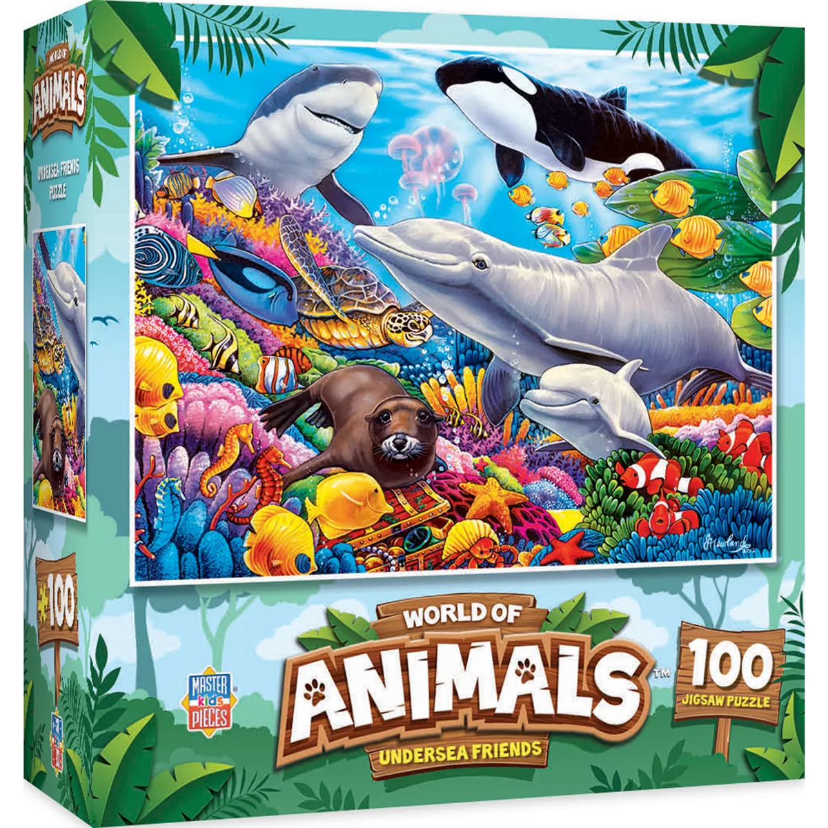 Masterpieces 100 Piece Kids Jigsaw Puzzle - Undersea Friends - 11.5"X15" - Image 2