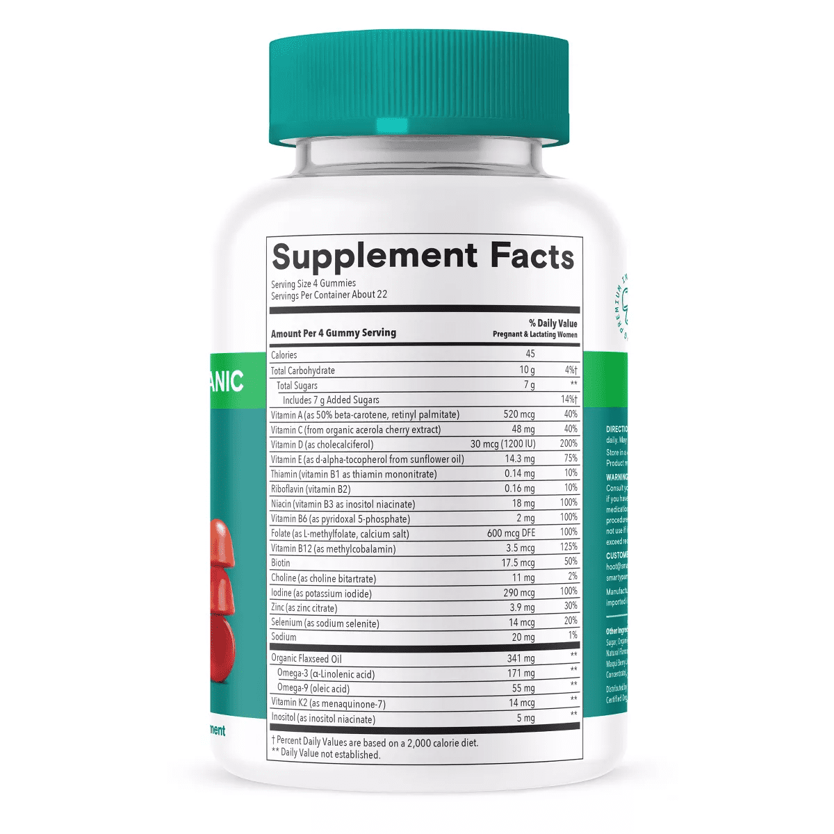 Smartypants Organic Prenatal Multi & Vegetarian Omega 3 & Folate Gummy Vitamins - 90 Ct - Image 2