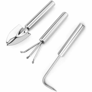 3-In-1 Aluminum Alloy Garden Tool Set Silver Lightweight Sturdy Ergonomic Handles 3 Count