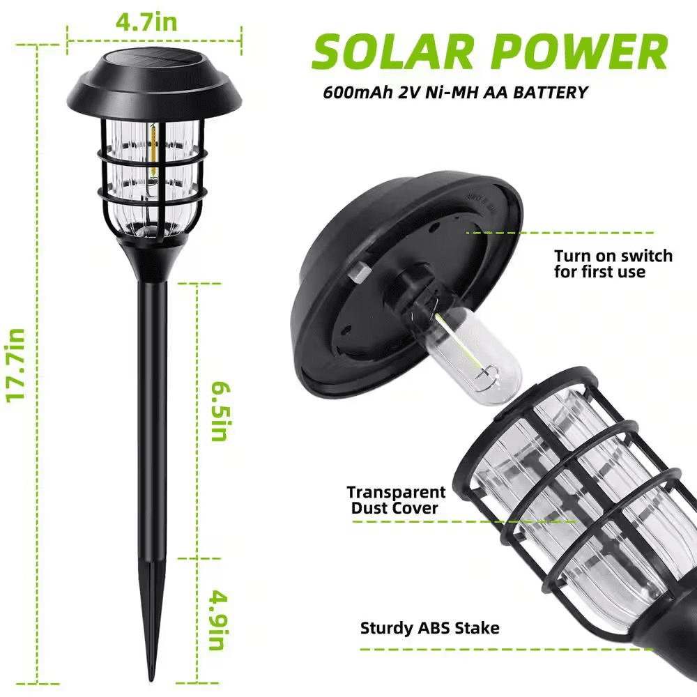 3000K 10 Lumens Black Outdoor Integrated Solar LED Weather Resistant Path Lights (8-Pieces) - Image 4