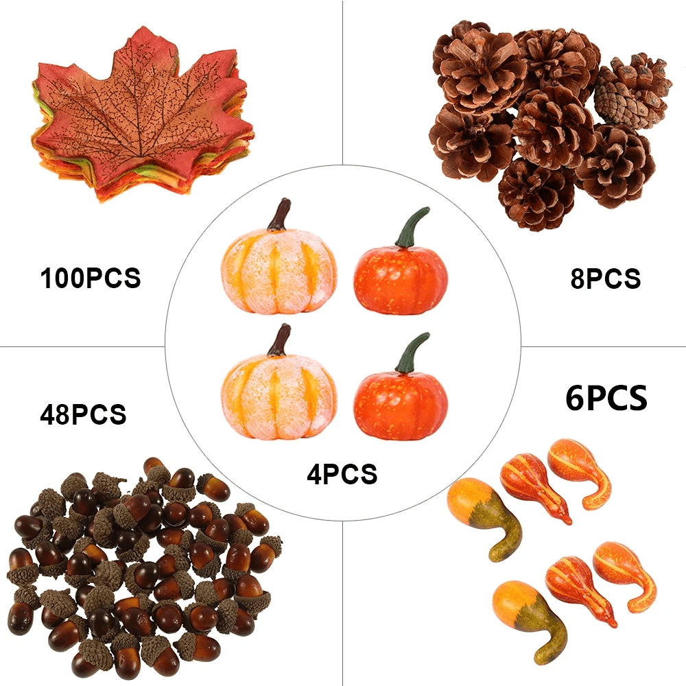NO Autumn Thanksgiving and Halloween Artificial Pumpkins Gourds Cones, Set of 50 - Image 4
