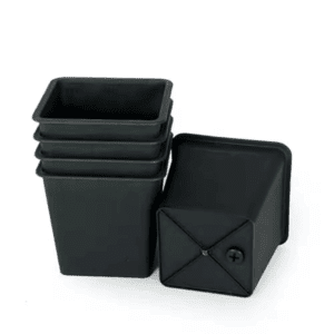 New 7.9 In. L X 7.9 In. W X 6.7 In. H 3.56 Qt. Black Indoor/Outdoor Plastic Square Nursery Pots with Drainage (5-Pack)